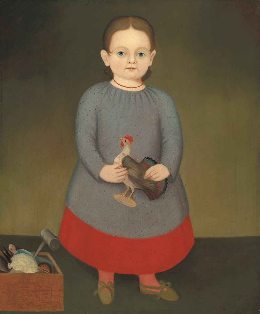 Dívka s hračkou kohouta od American 19th Century