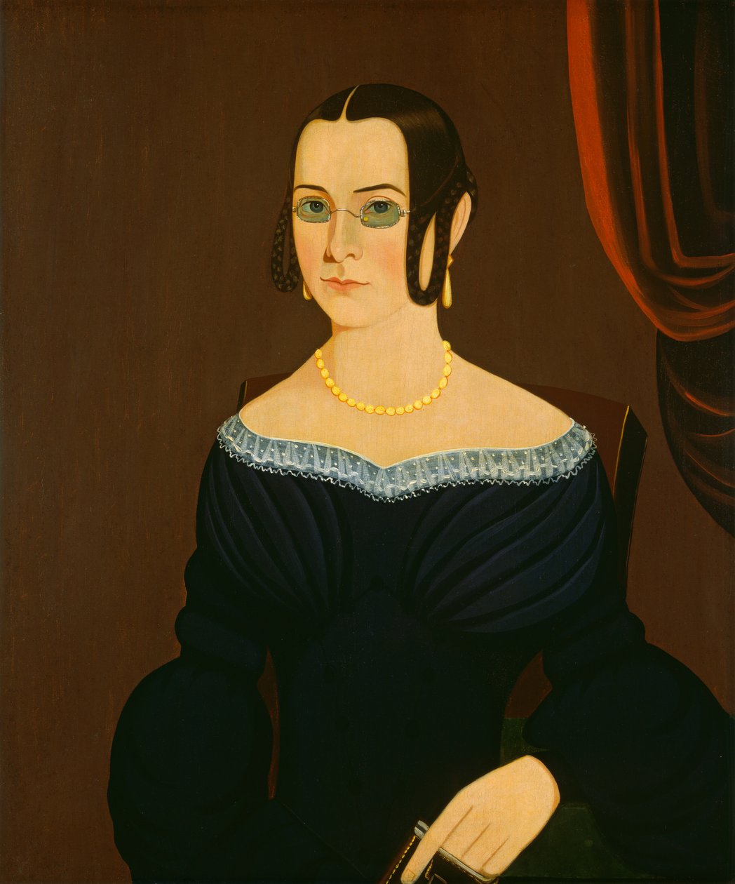 Dáma nosí brýle od American 19th Century