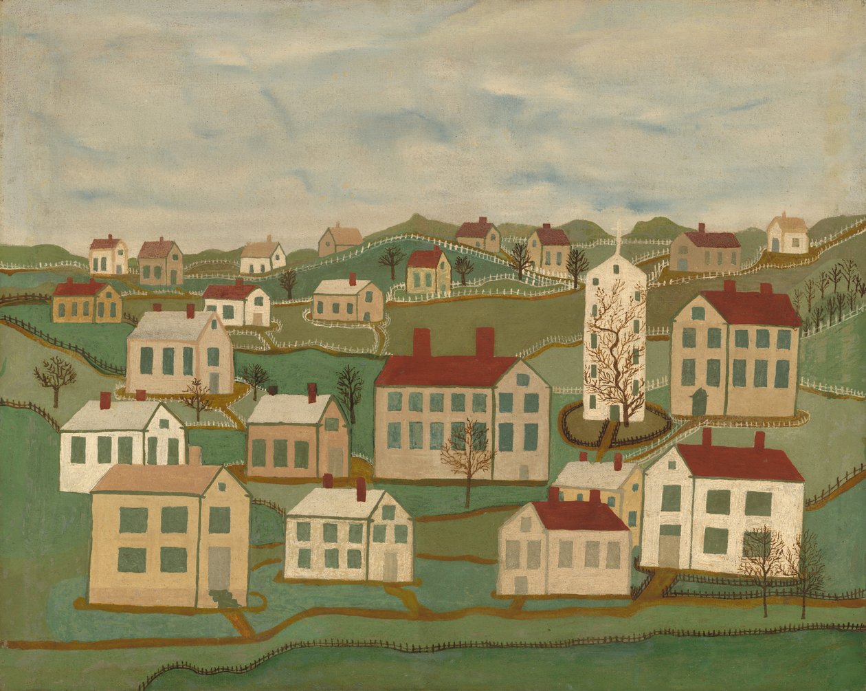 Dvacet dva domů a kostel od American 19th Century