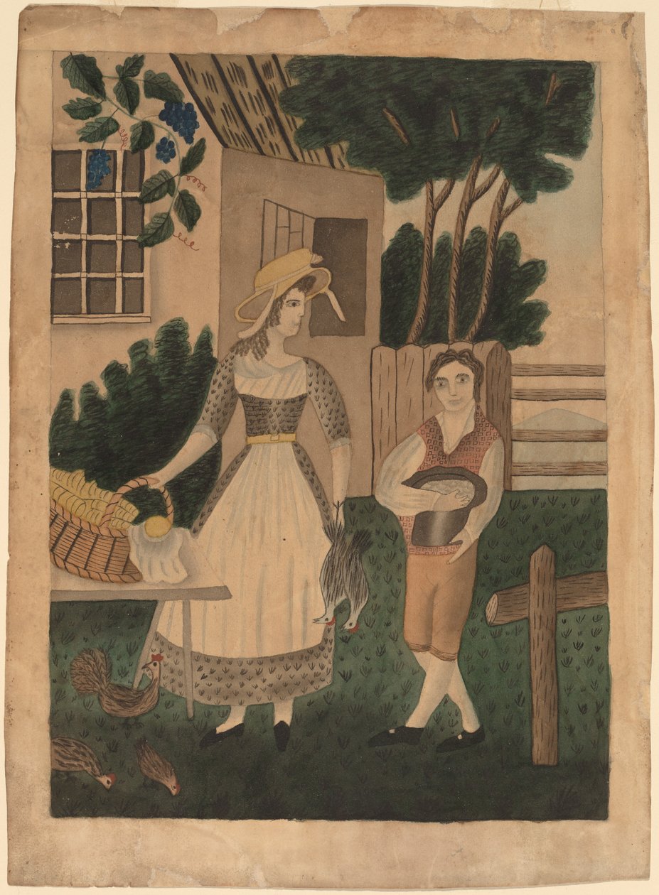 Žena a chlapec s ustanoveními od American 19th Century