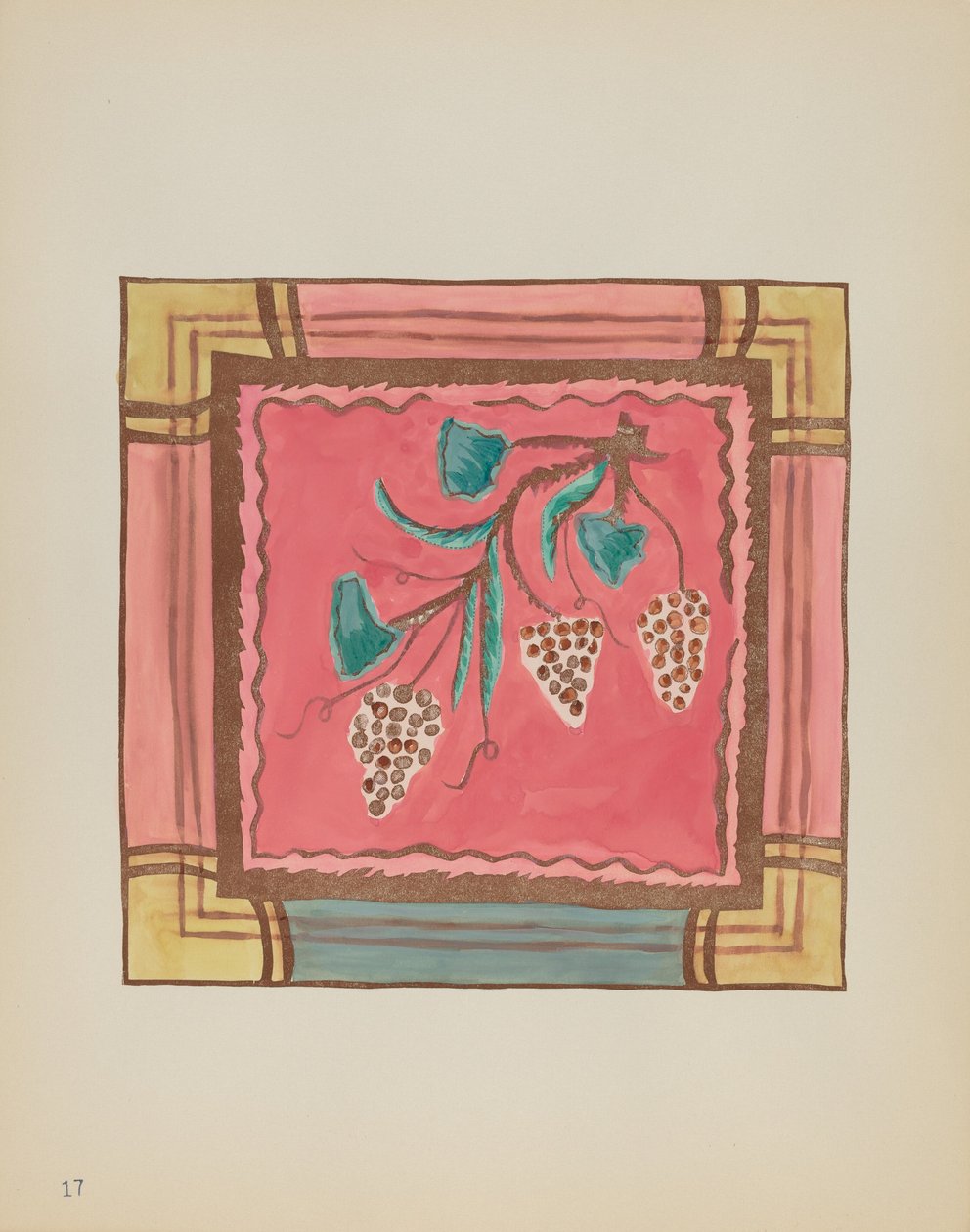 Talíř 17: Hrozny, oltářní panel: Z portfolia "Španělské koloniální návrhy Nového Mexika" od American 20th Century