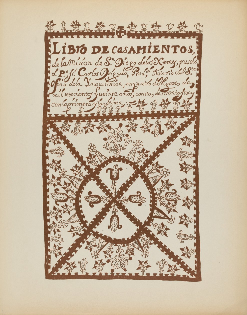 Talíř 1: Jemez Book of Marriages: Z portfolia "Španělské koloniální vzory Nového Mexika" od American 20th Century