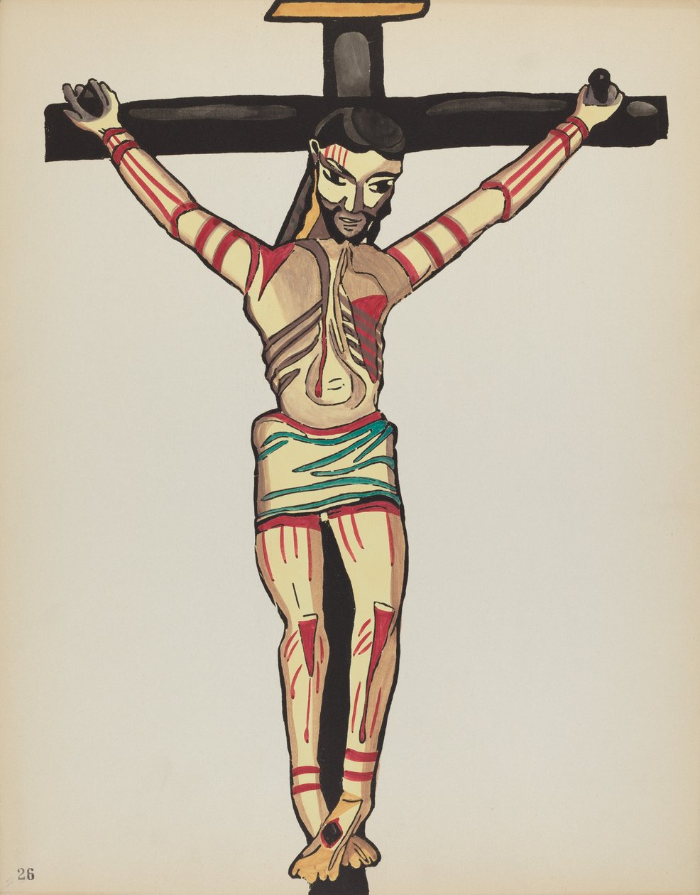 Deska 26: Kristus ukřižovaný, Taos: Z portfolia „Španělské koloniální návrhy Nového Mexika“ od American 20th Century