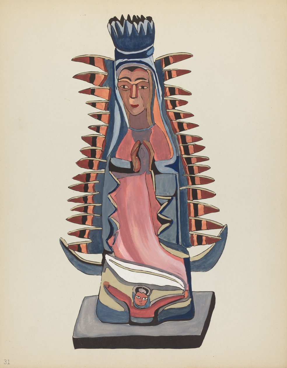 Deska 31: Naše Paní z Guadalupe: Z portfolia „Španělské koloniální návrhy Nového Mexika“ od American 20th Century