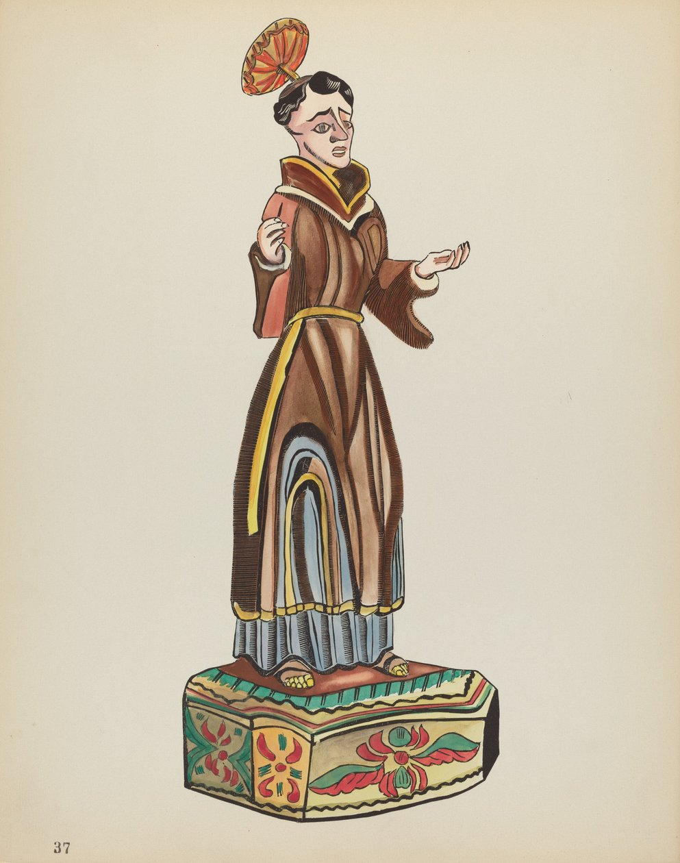 Deska 37: Saint Anthony: Z portfolia „Španělské koloniální návrhy Nového Mexika“ od American 20th Century