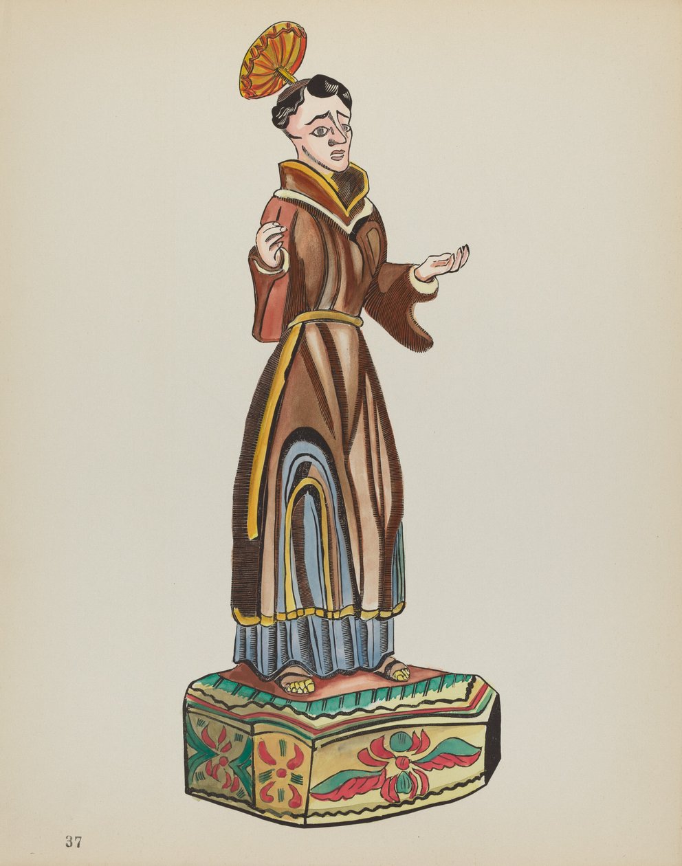 Deska 37: Saint Anthony: Z portfolia „Španělské koloniální návrhy Nového Mexika“ od American 20th Century