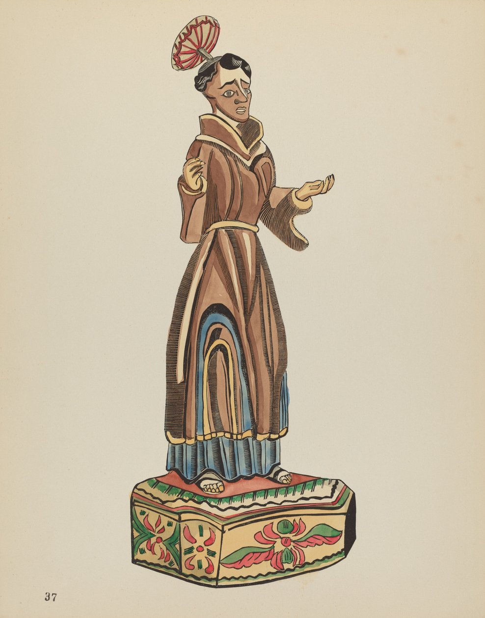 Talíř 37: St. Anthony Bulto: Z portfolia „Španělské koloniální návrhy Nového Mexika od American 20th Century