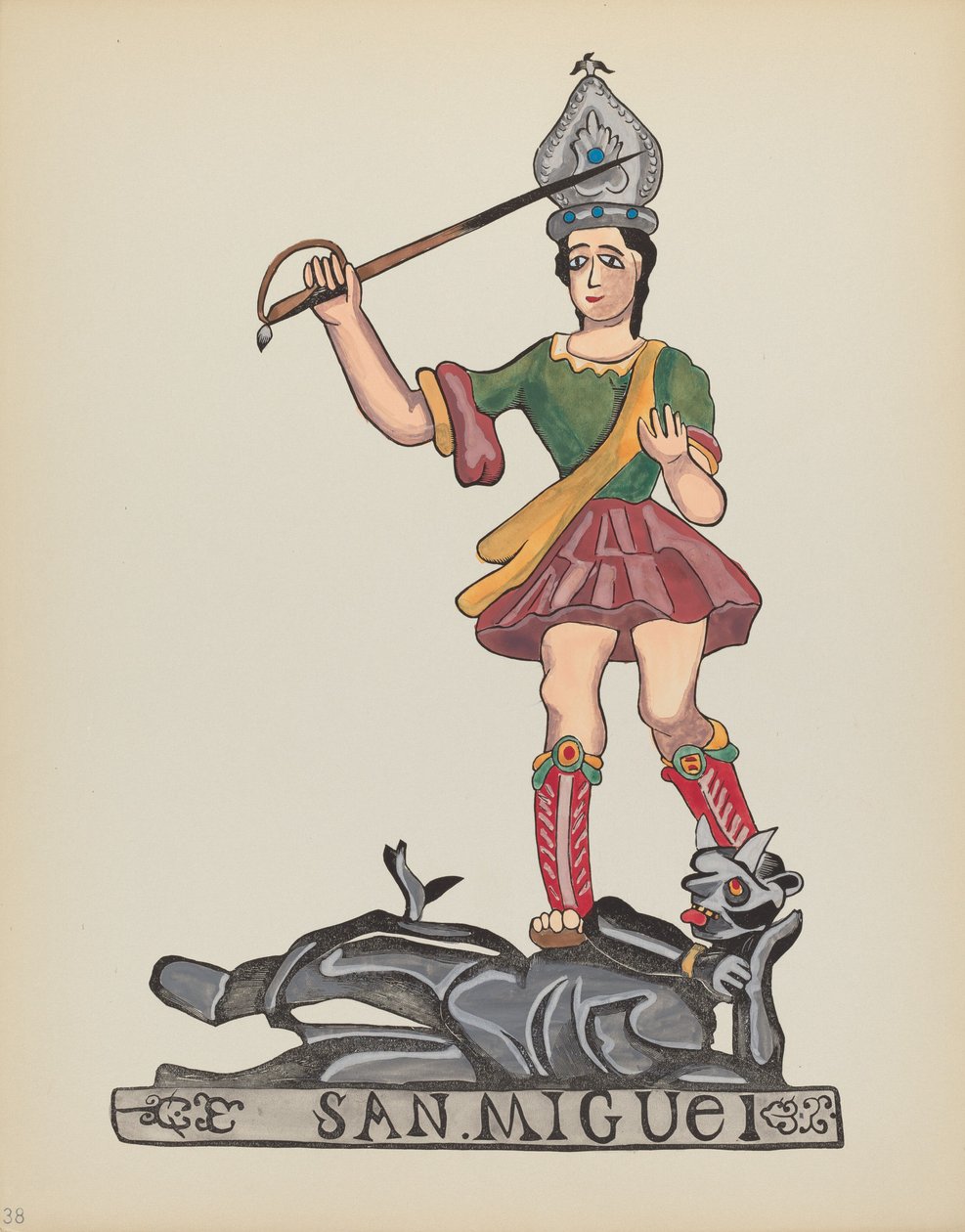 Deska 38: Saint Michael: Z portfolia „Španělské koloniální návrhy Nového Mexika“ od American 20th Century