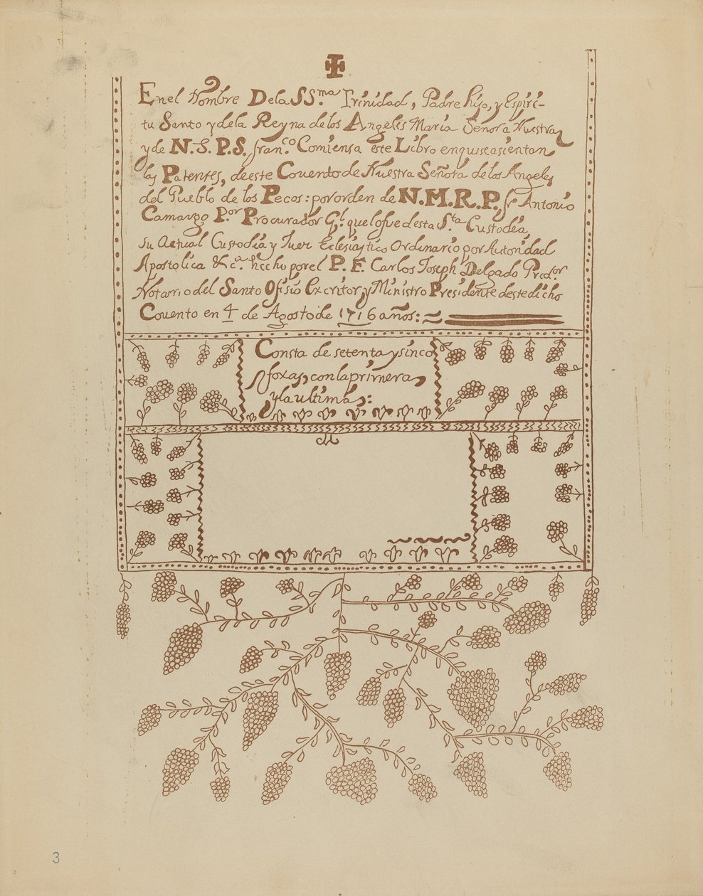Talíř 3: Pecos Book of Visits: Z portfolia „Španělské koloniální návrhy Nového Mexika“ od American 20th Century