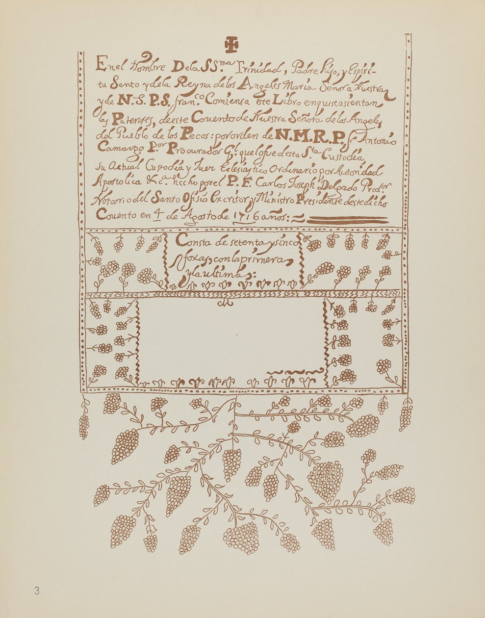 Talíř 3: Pecos Book of Visits: Z portfolia „Španělské koloniální návrhy Nového Mexika“ od American 20th Century