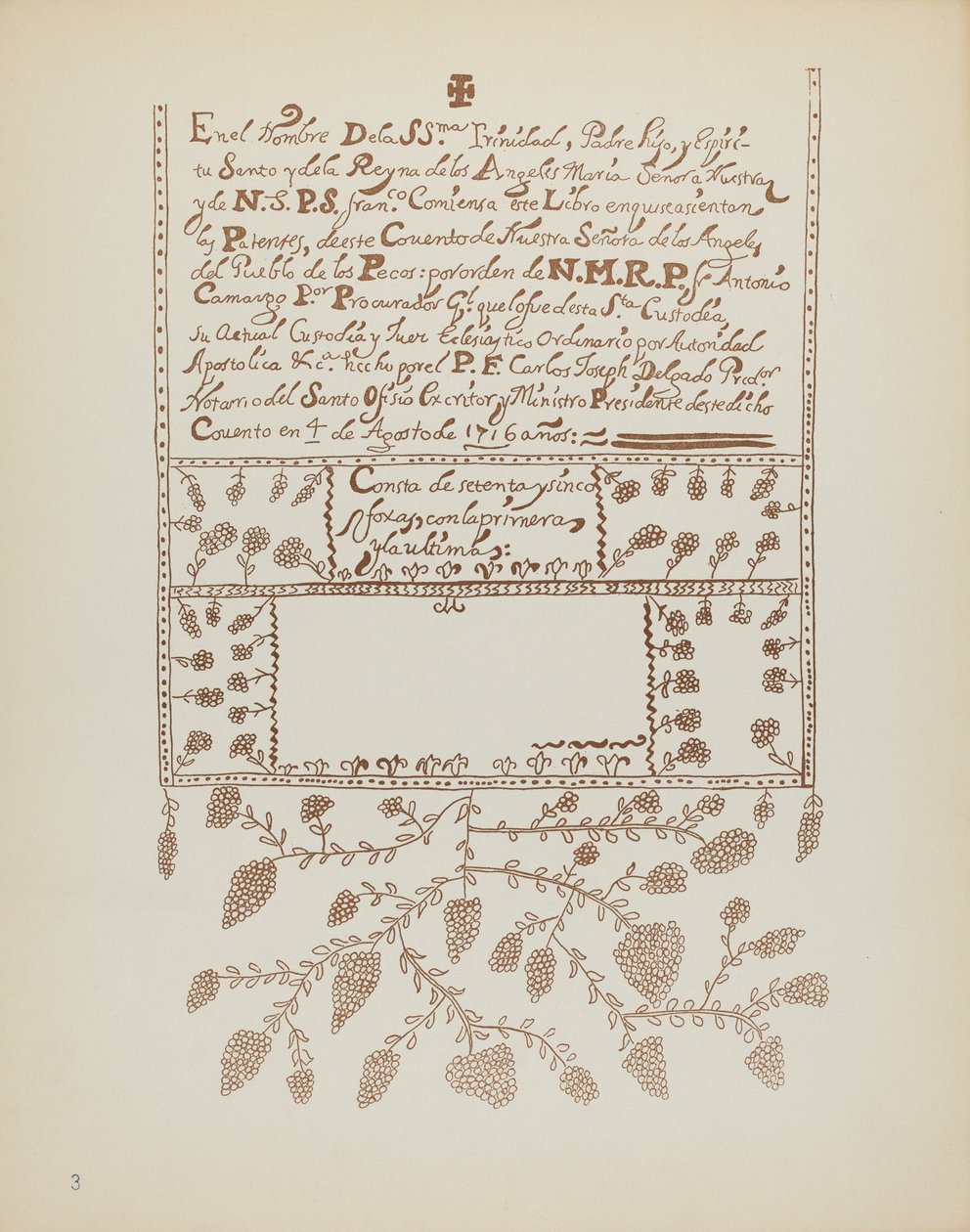 Talíř 3: Pecos Book of Visits: Z portfolia „Španělské koloniální návrhy Nového Mexika“ od American 20th Century