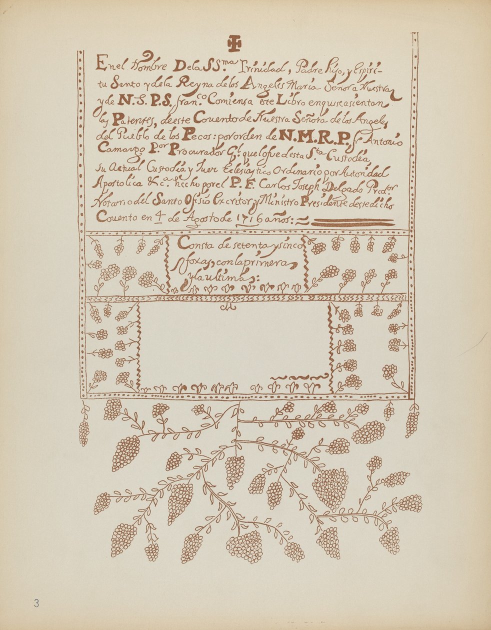 Talíř 3: Pecos Book of Visits: Z portfolia „Španělské koloniální návrhy Nového Mexika“ od American 20th Century