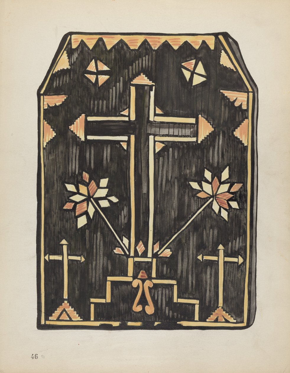 Talíř 46: Design slaměné nášivky: Z portfolia "Španělské koloniální návrhy Nového Mexika" od American 20th Century