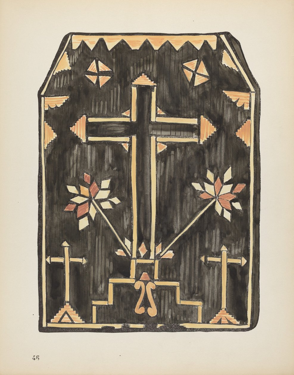 Talíř 46: Design slaměné nášivky: Z portfolia "Španělské koloniální návrhy Nového Mexika" od American 20th Century