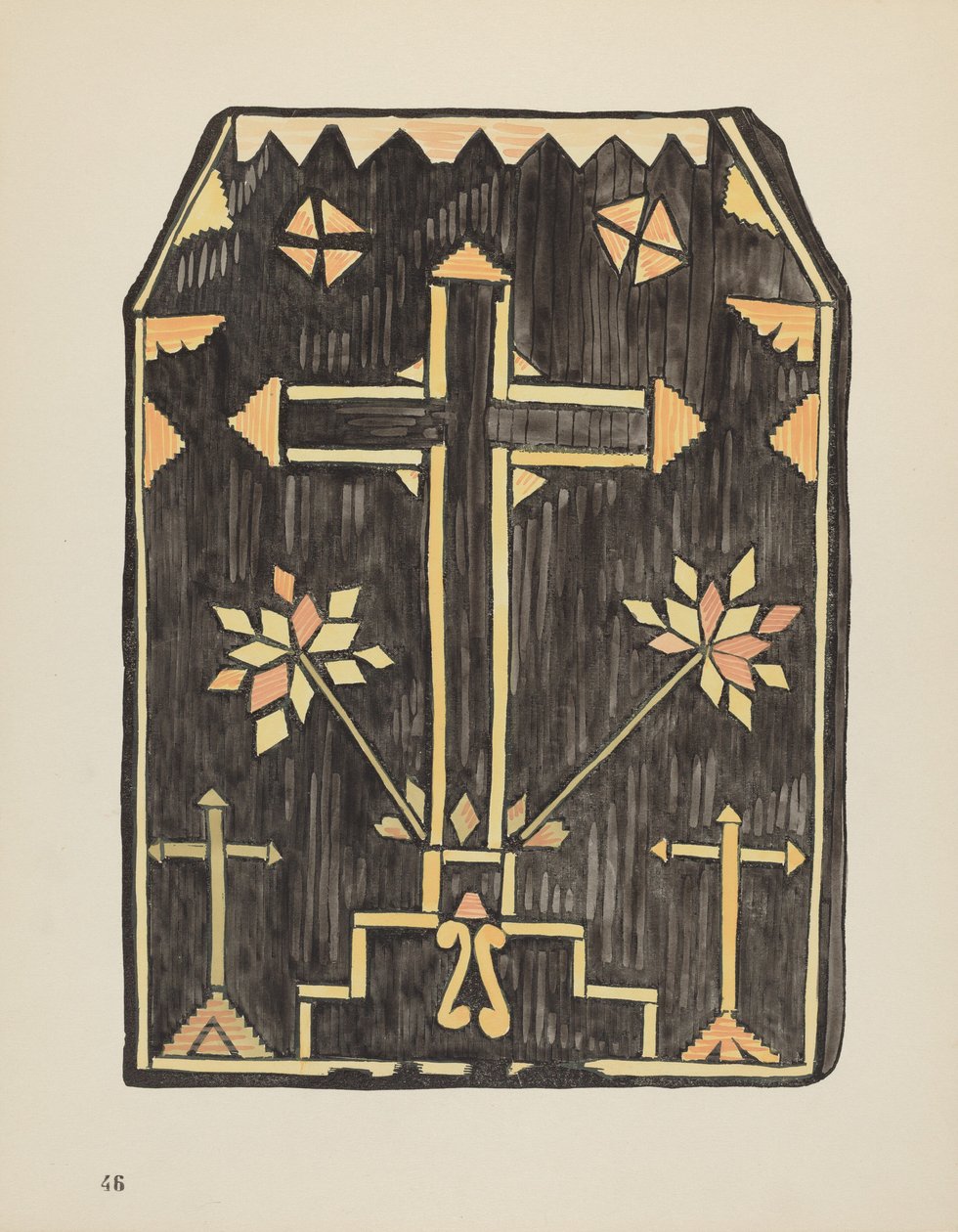 Talíř 46: Design slaměné nášivky: Z portfolia "Španělské koloniální návrhy Nového Mexika" od American 20th Century