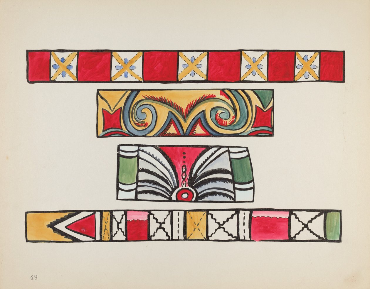 Talíř 49: Různý design: Z portfolia "Španělské koloniální návrhy Nového Mexika" od American 20th Century