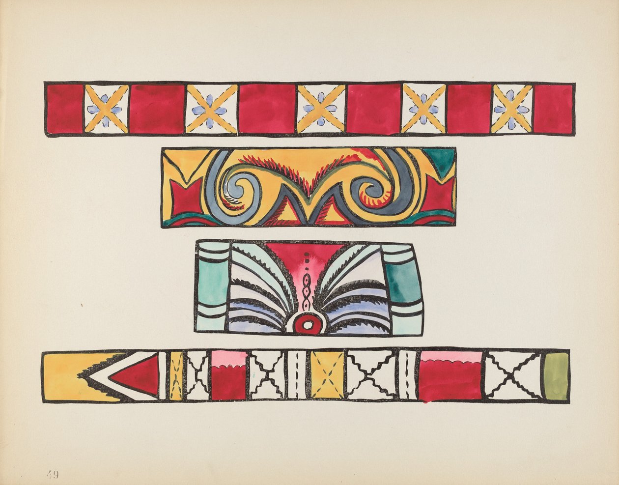 Talíř 49: Různý design: Z portfolia "Španělské koloniální návrhy Nového Mexika" od American 20th Century