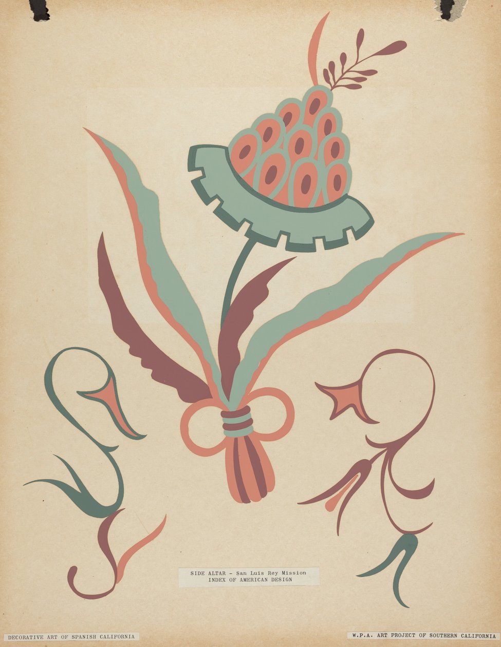 Boční oltář San Luis Rey z portfolia "Decorative Art of Spanish California" od American 20th Century