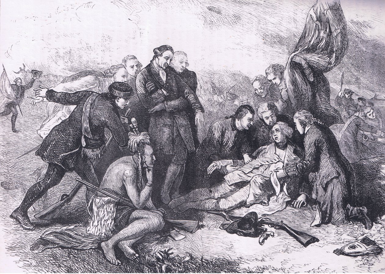 Death of Wolfe, ilustrace z Cassells History of the United States vydané Cassell, Petter & Galpin, kolem roku 1900 (litho) od American English school