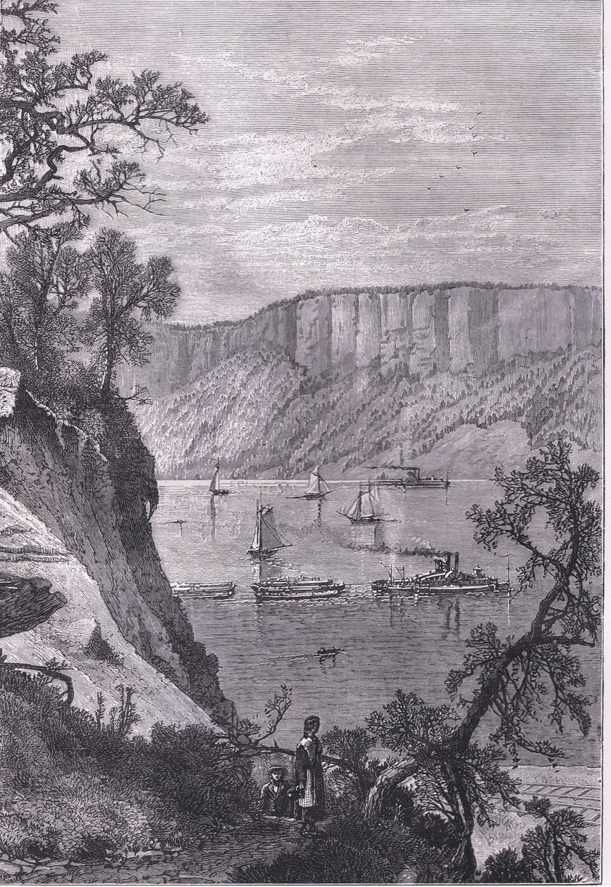 The Palisades of the Hudson, ilustrace z Cassells History of the United States vydané Cassell, Petter & Galpin, kolem roku 1900 (litho) od American English school