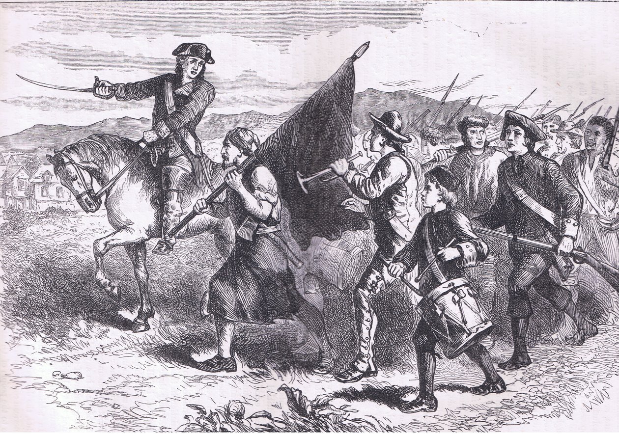 Dav ve Springfieldu s černou vlajkou, ilustrace z Cassells History of the United States publikovaná Cassell, Petter & Galpin, kolem roku 1900 (litho) od American English school