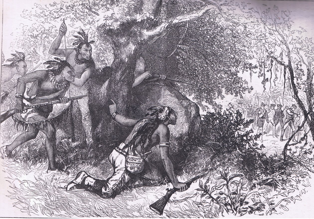 Treachery of the Cherokees 1760, ilustrace z Cassells History of the United States publikovaná Cassell, Petter & Galpin, kolem roku 1900 (litho) od American English school
