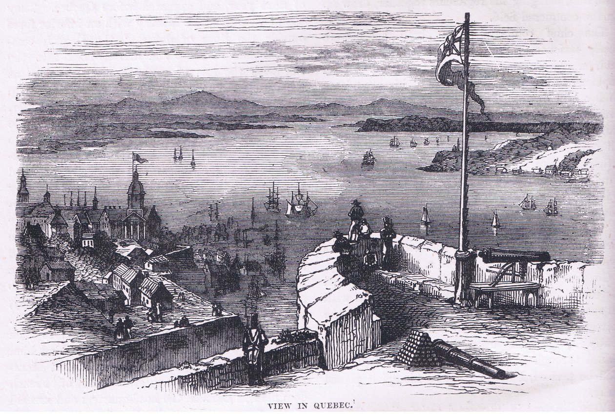 Pohled v Quebecu, ilustrace z Cassells History of the United States vydané Cassell, Petter & Galpin, kolem roku 1900 (litho) od American English school