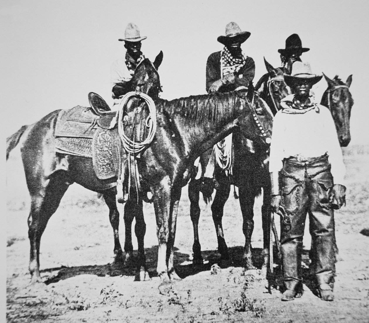 Black Cowboys v Bonhamu, Texas, kolem roku 1890 (černobílá fotografie) od American Photographer
