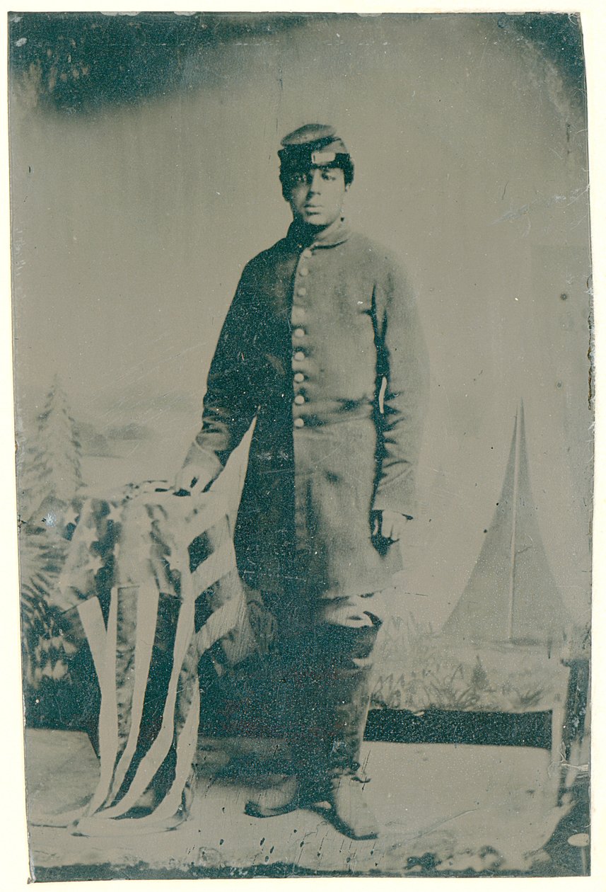 Charles H. Arnum, vojín 54. dobrovolnického pěšího pluku v Massachusetts, 1864 (fotografie na cínovém podkladu) od American Photographer