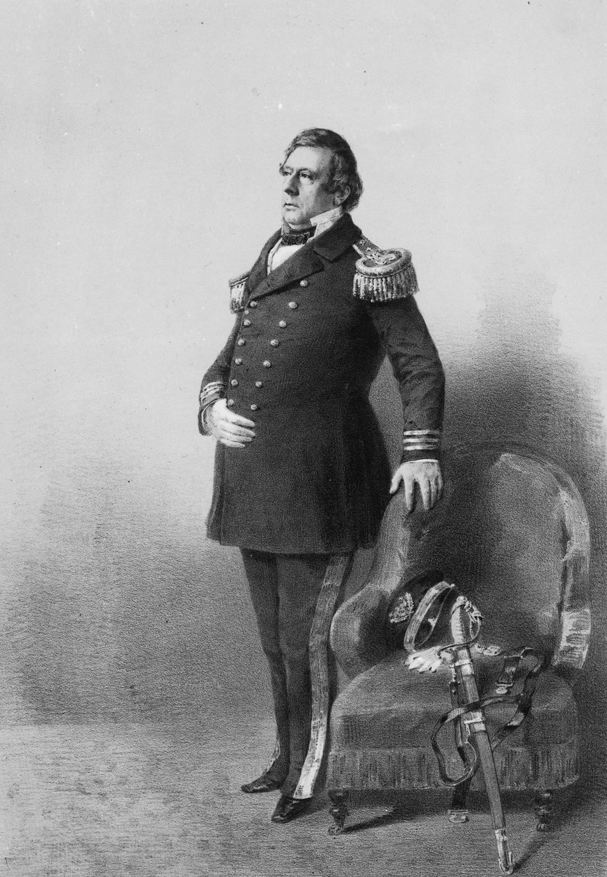 Komodor Matthew Calbraith Perry, rytý Wilhelm Heine, kolem roku 1856 (litografie) od American Photographer