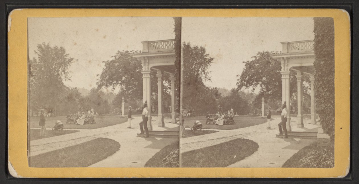 East Lawn and Portico, Oneida Community, stát New York, cca 1870 (černobílá fotografie) od American Photographer