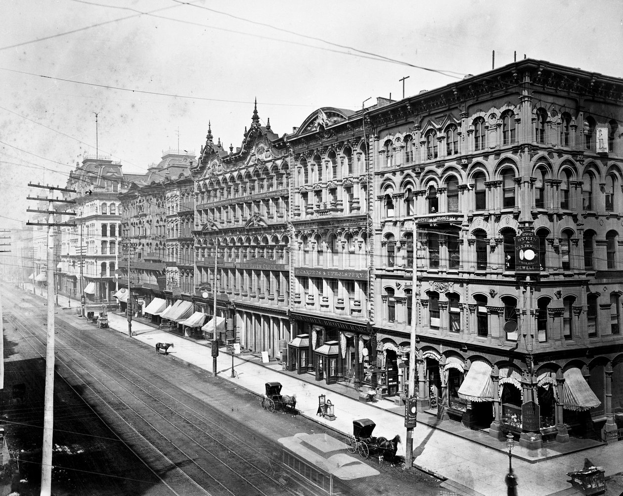 Východní strana State Street při pohledu na sever od Madison Street, Chicago, c.1878 od American Photographer