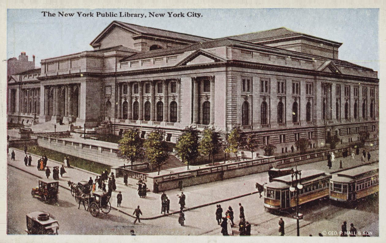 Newyorská veřejná knihovna, New York City, USA (kolorovaná fotografie) od American Photographer
