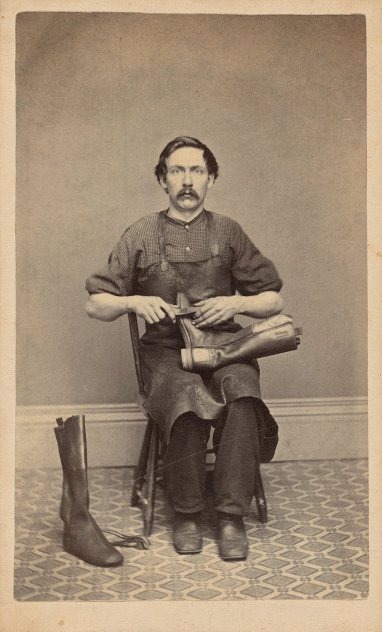 Portrét obuvníka,c. 1863 (foto) od American Photographer