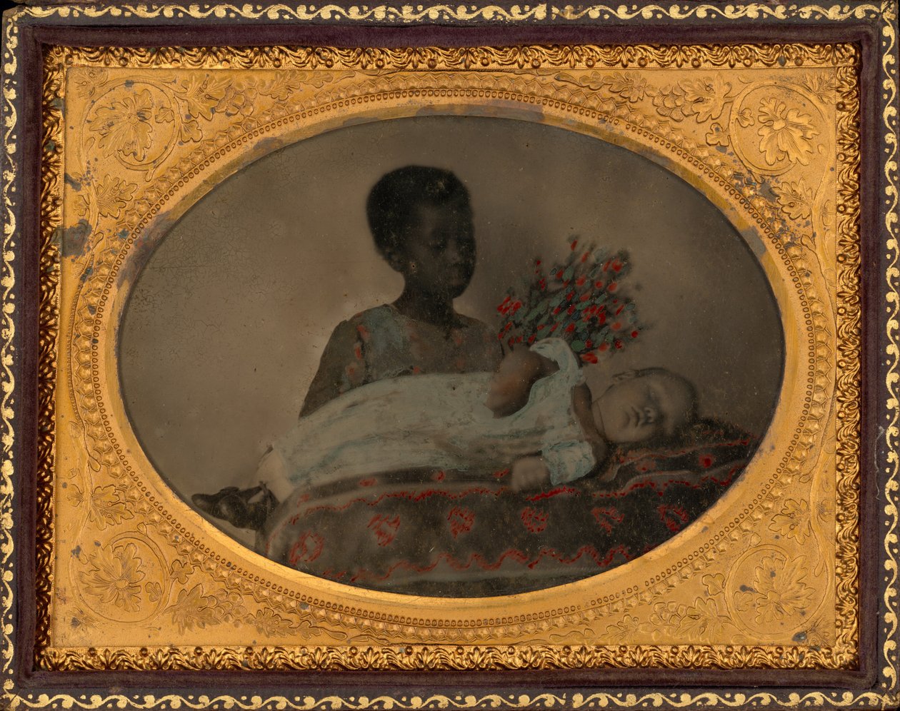 Portrét dívky a posmrtného dítěte, cca. 1860 (foto) od American Photographer