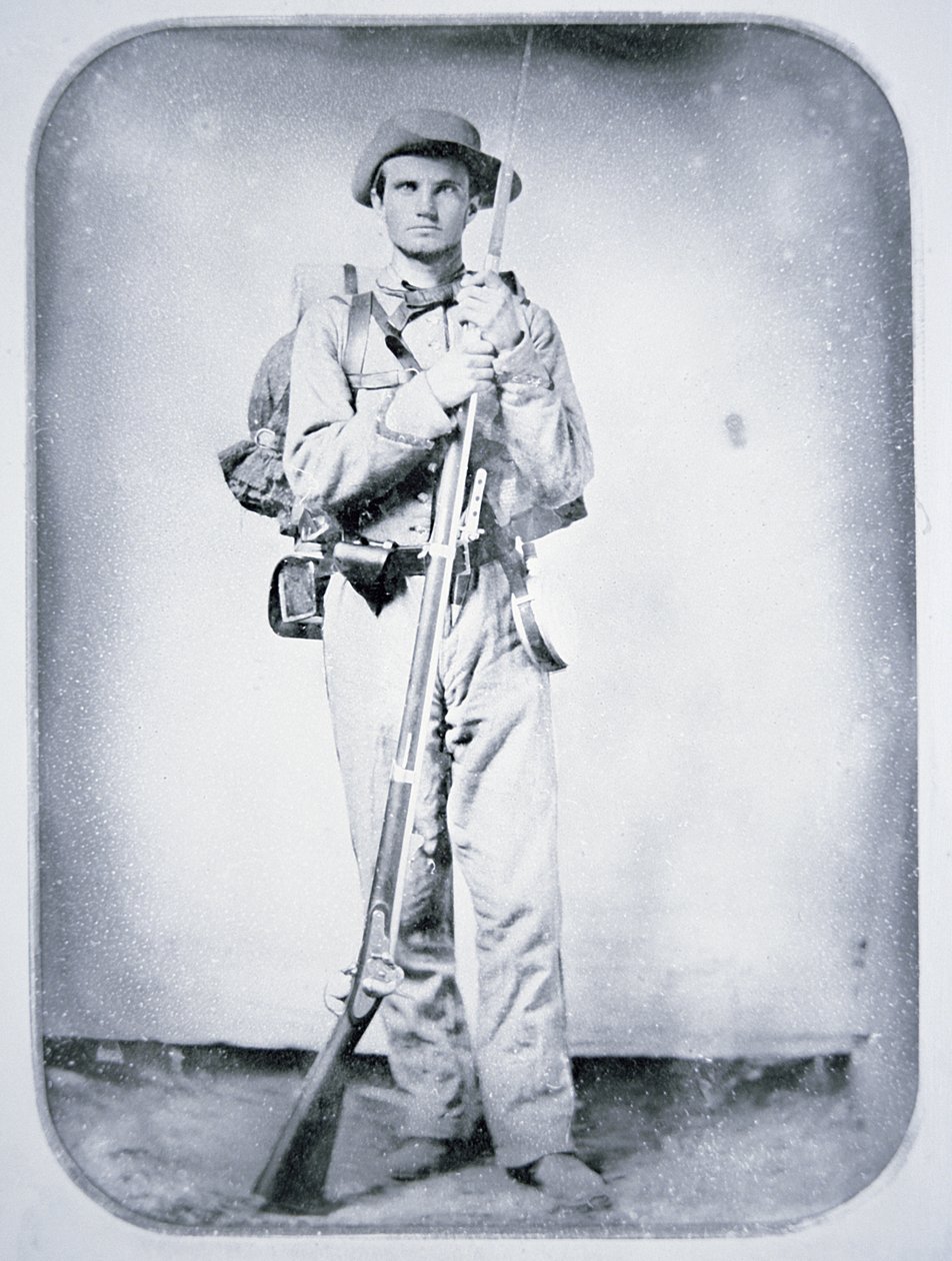 Vojín Thomas Taylor, voják Konfederační armády (černobílá fotografie) od American Photographer