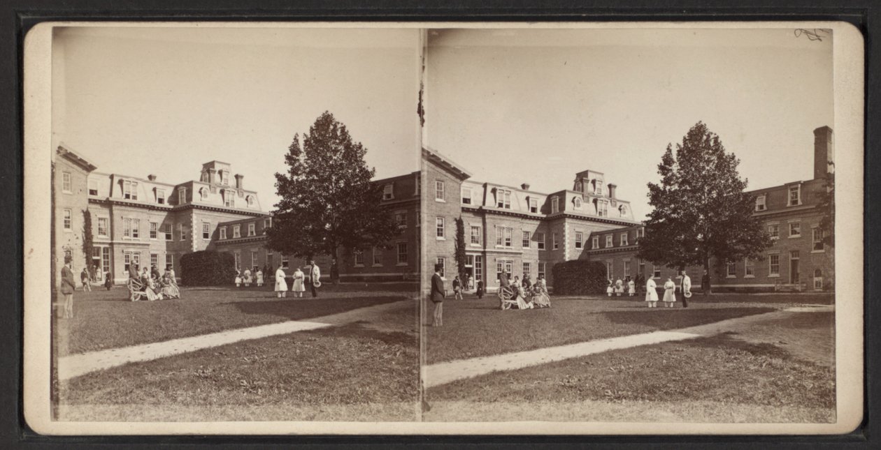 Stereoskopické pohledy na komunitu Oneida, kolem roku 1870 (černobílá fotografie) od American Photographer