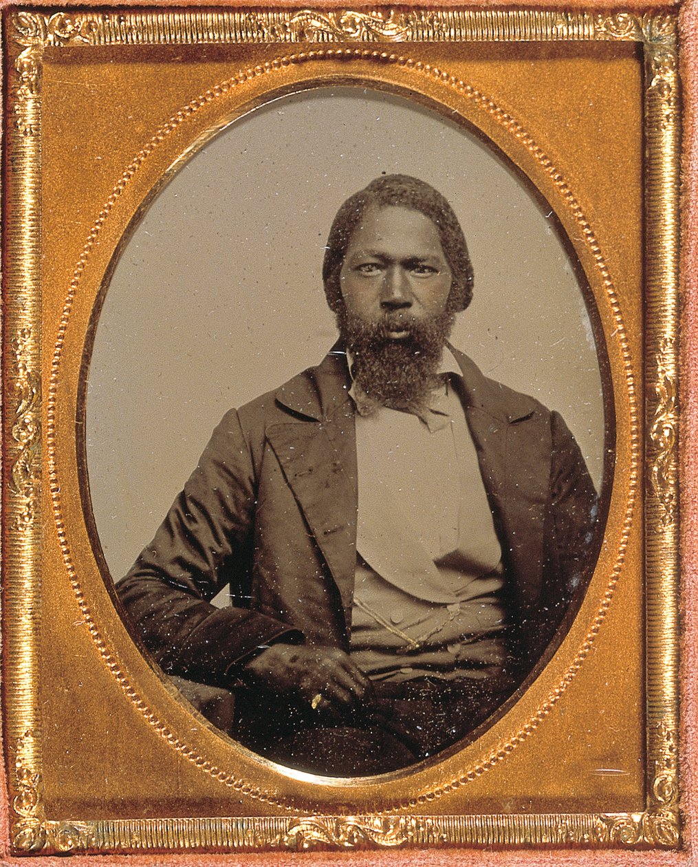 Stoický muž, kolem roku 1855 (ručně kolorovaná ambrotypie na deváté desce) od American Photographer
