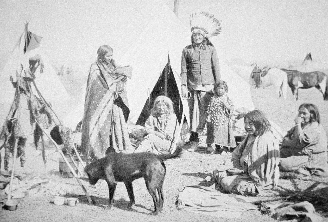 Rezervace Siouxů v Pine Ridge, Jižní Dakota, kolem roku 1890 (černobílá fotografie) od American Photographer