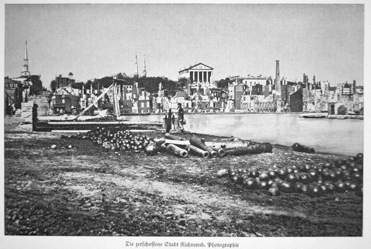 Zničené město Richmond ve Virginii na konci války (č/b foto) od American Photographer
