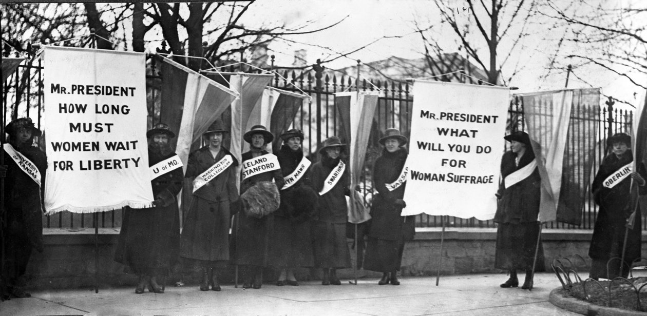 Suffragistky demonstrující před Bílým domem, Washington DC, hospoda. 1917 od American Photographer