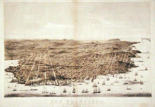 Pohled na San Francisco z ptačí perspektivy od American School