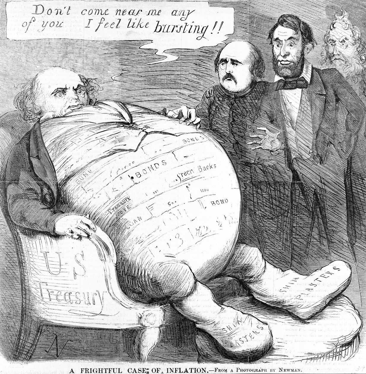 Děsivý případ inflace, cca 1863 od American School