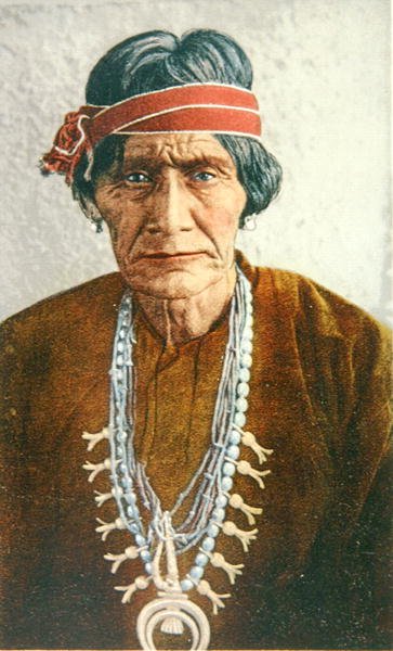 Navažský šaman z Nového Mexika, cca 1900 (barevná litografie) od American School