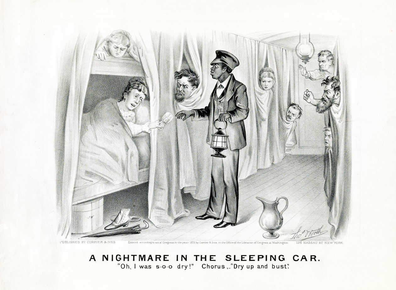 Noční můra ve spacím voze: Oh, byl jsem suchý! Chorus: Dry up and bust., vydáno kolem roku 1875 (litho) od American School
