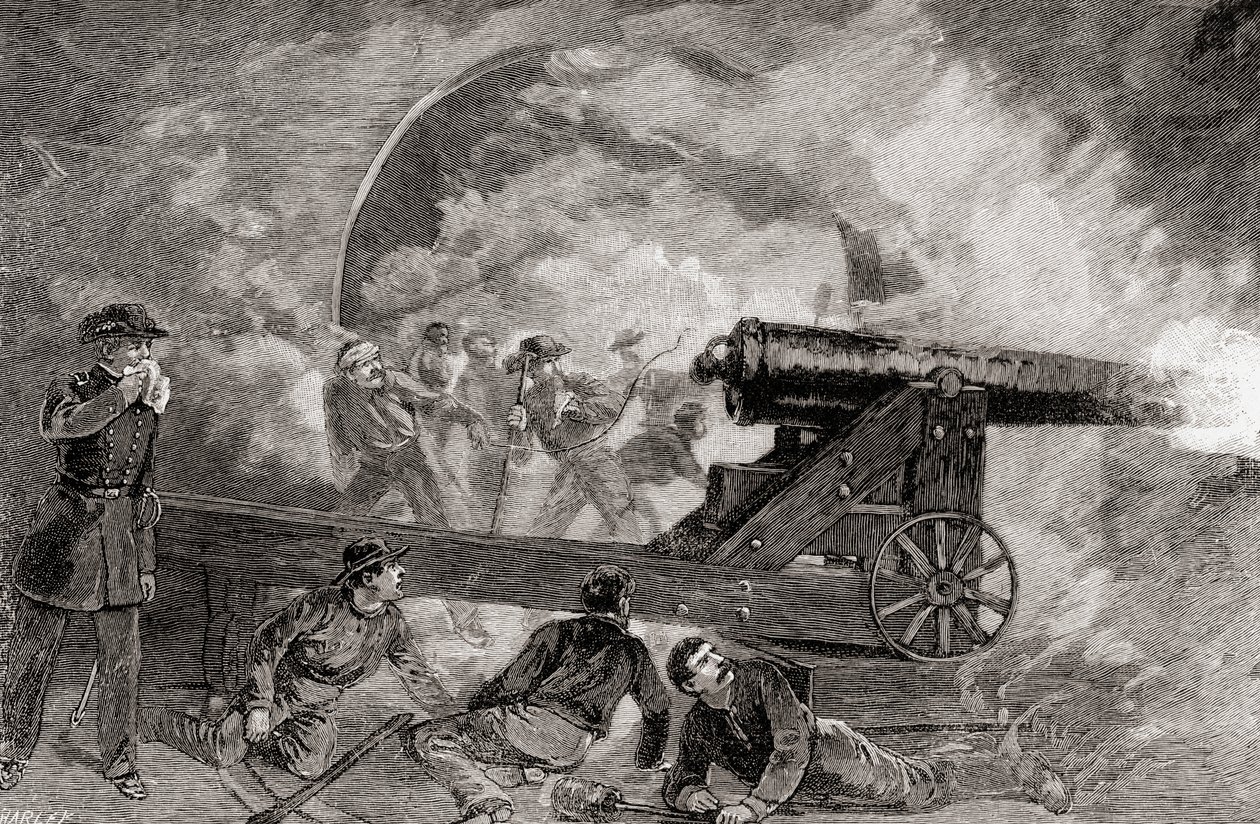 Kasemata během bombardování v bitvě o Fort Sumter, 12.–14. dubna od American School