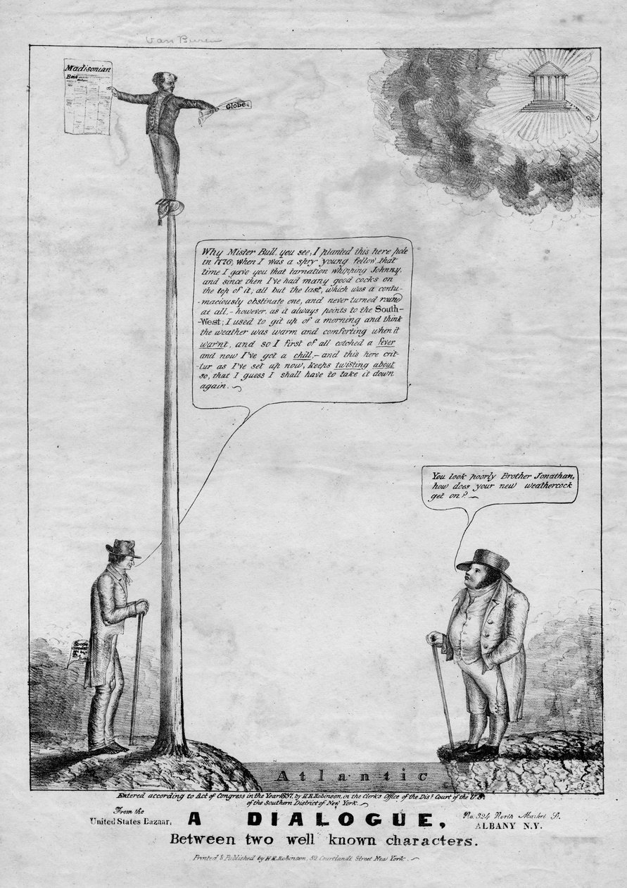 Dialog mezi dvěma dobře známými postavami, publikoval H.R. Robinson, New York, 1837 od American School