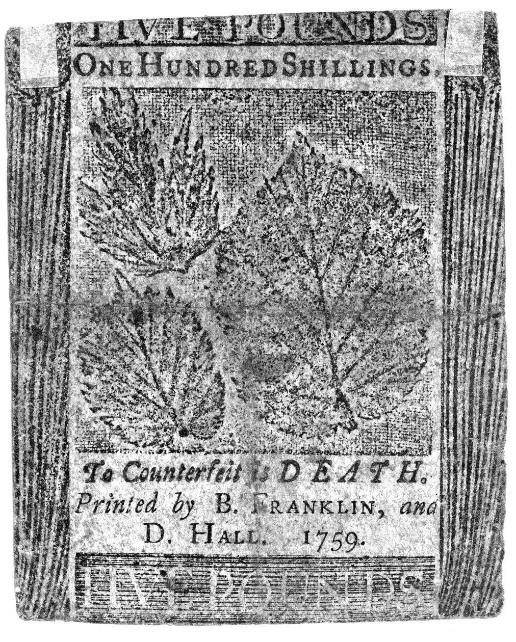 Sto šilinků vytištěných B. Franklinem a D. Hallem, 1759 (tisk) od American School