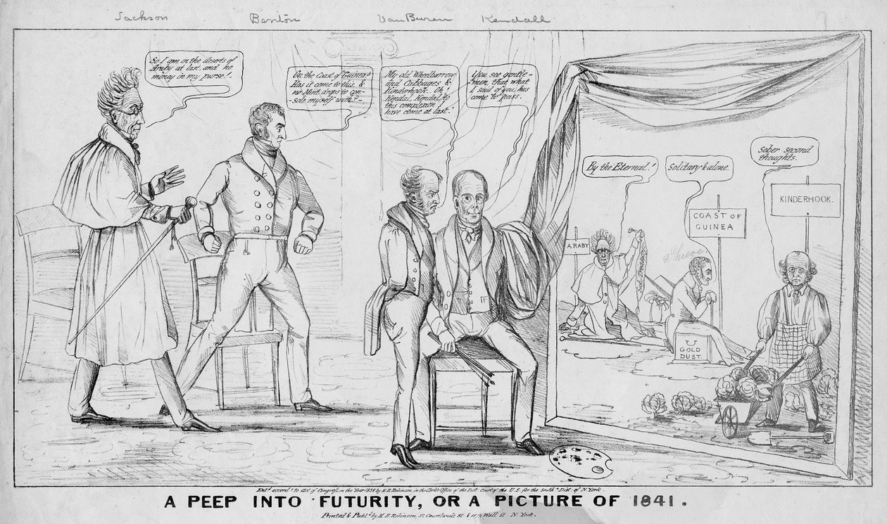 Pohled do budoucnosti aneb Obraz z roku 1841, publikoval M. R. Robinson, New York, 1838 od American School