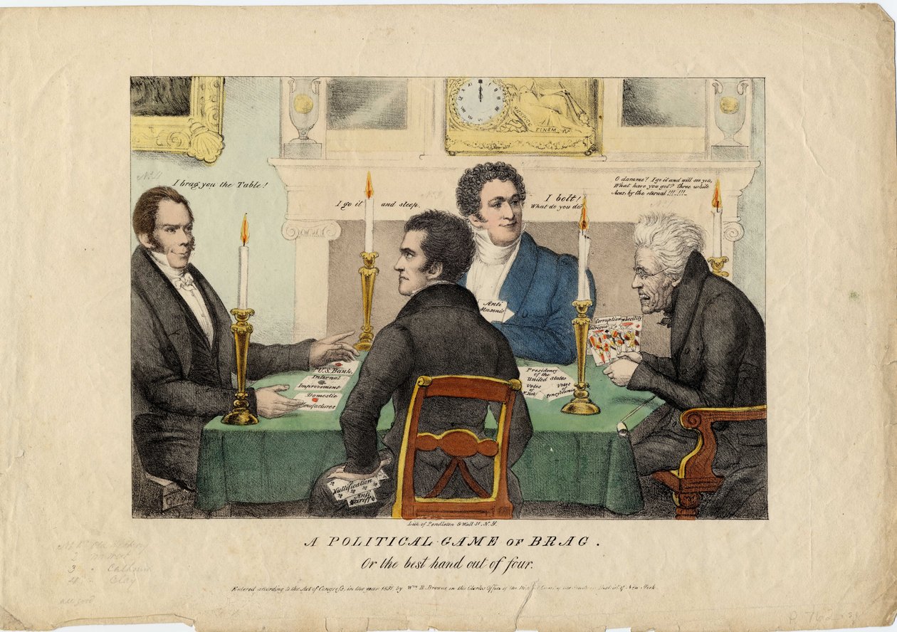Politická hra na chvástání, aneb, nejlepší ruka ze čtyř, 1831 od American School